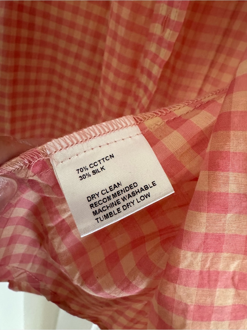 Cynthia Rowley Pink Cotton/Silk Gingham Button-Front Women’s Shirt - Picture 5 of 5